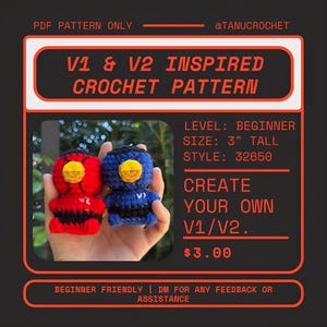 V1 & V2 Inspired Keychain Crochet Pattern | PDF Pattern