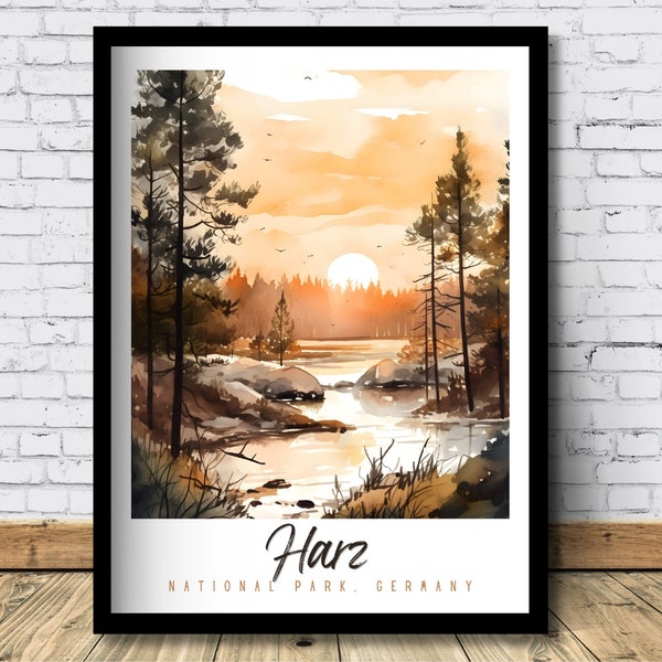 Harz National Park Watercolor Travel Poster Harz Wall Art Harz Watercolor Print Harz Home Décor Harz Watercolor Gift Poster