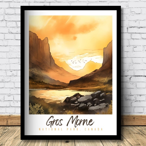 Gros Morne National Park Watercolor Travel Poster Gros Morne Wall Art Gros Morne Watercolor Print Gros Morne Home Décor Gros Morne Gift