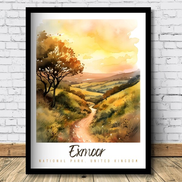 Exmoor National Park Watercolor Travel Poster Exmoor Wall Art Exmoor Watercolor Print Exmoor Home Décor Exmoor Watercolor Gift Poster