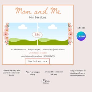 Moederdag minisessiesjabloon, mama en ik minisessiesjabloon, mama en ik fotografie Marketing Board, Moederdagfotografie