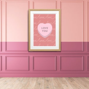 Valentines Candy Heart Print | Love You V-Day Printable | Valentines Art | Valentine's Candy Art | Heart Candy, Love You Printable Art