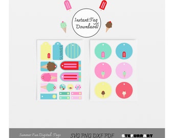 Été, étiquettes cadeaux, SVG, PNG, DXF, étiquette, étiquettes, fichiers svg pour cricut, cricut, silhouette, fichiers silhouette, fichiers png, téléchargement numérique