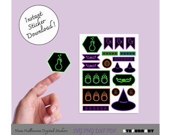 Witches, witches, stickers, Halloween stickers, printable stickers, Halloween sticker, sticker sheet, SVG, PNG, DXF, pdf, cricut, silhouette