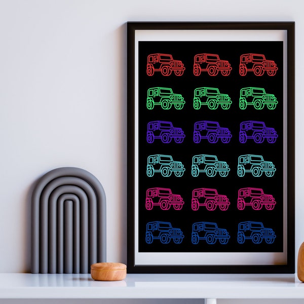 Jeep Printable | Jeep Prints | Jeep Lover | Modern Jeep Art | Fun Jeep Printable | Jeep Wall Decor | SUV Wall Art | Colorful Jeep Printable