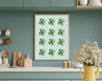 Irish lover, St Patrick's Day Printable, Shamrock Print, Shamrock Wall Decor, Happy St Patrick's Day, 4 Leaf Clover Art, Irish Decor