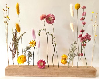 Dried Flower bar "Pink Skies", Wooden Flower Arrangement, Dried flower arrangment, Driedflower art, Flowergram, driedflower bouquet