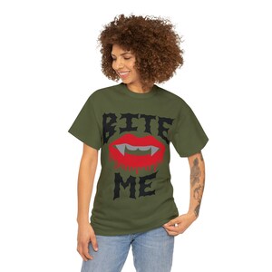 Bite Me, Halloween bite, Vampire bite, Bloody bite, Halloween Gift, Holiday gift, Unisex Heavy Cotton Tee