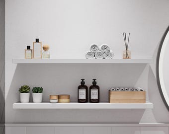 Handmade White Floating Shelf, Custom Bathroom Shelf, Solid Wooden  Shelf, Modern Floating Shelf