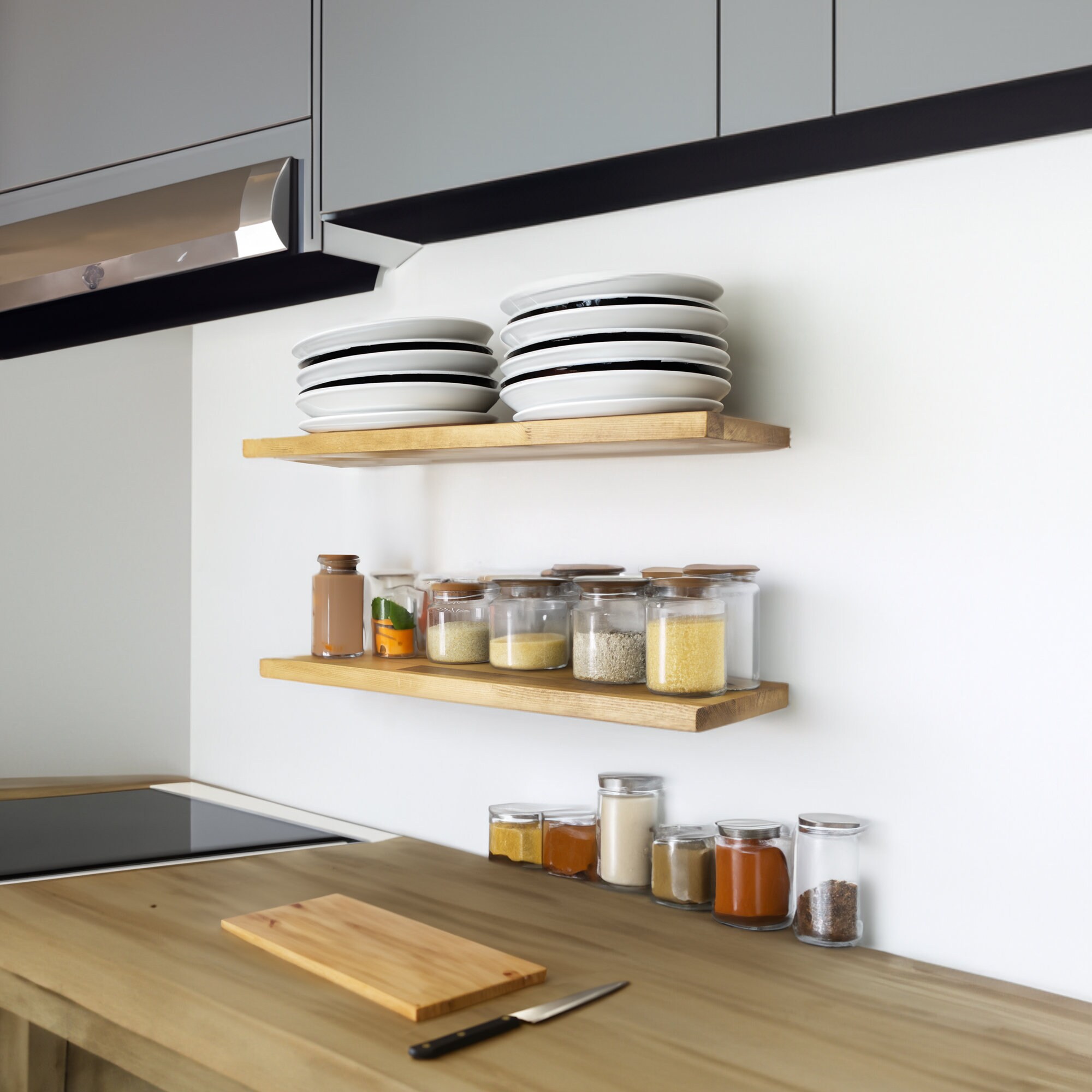 Oak Colored Floating Shelf, Wooden Shelf, Bathroom Shelf, Custom Floating Shelves, Farmhouse