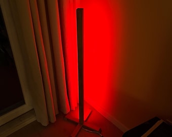 Minimalist LED Corner Lamp, Wooden Floor Lamp, Ambient Lighting, Scandinavian Home Decor, Modern Living Room Light