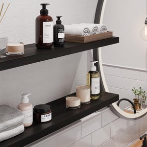 Black Floating Shelf, Custom Bathroom Shelf, Solid Wooden  Shelf, Modern Floating Shelf