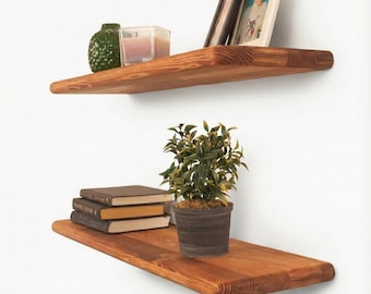 Full-Radius Floating Shelf, Rounded Corner Wall Rack, Bullnose Modern Wood Display Shelves Living Room, Bedroom & Office