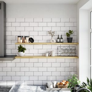 Solid Kitchen Shelf,  Natural Floating Shelf with Bracket, Custom Wooden  Shelf, Modern Floating Shelf