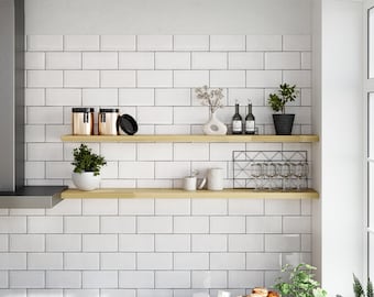 Wooden Floating Shelf: Modern Kitchen Decor