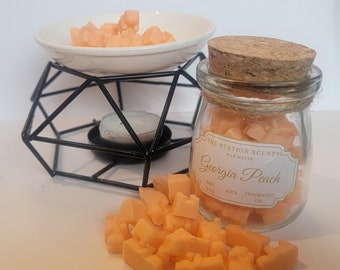 Georgia Peach, 100% Soy Wax Melts, 3 oz Jar, Miniature Wax Melts, Fruit Wax Melt, For Wax Melt Warmer, Candy Wax Melt, Peach Rings, Fruity