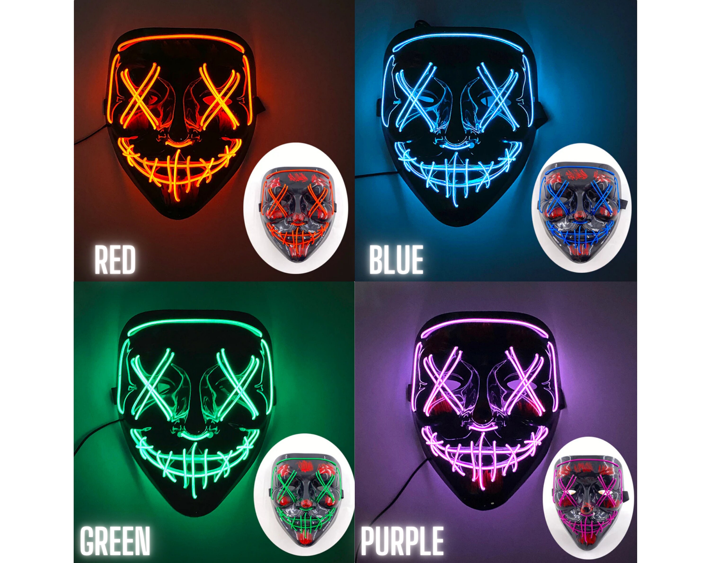 Luminous LED Purge Mask for Halloween and Costume Parties - Etsy Singapore