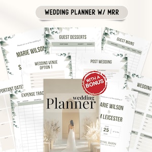 Bearbeitbarer Hochzeitsplaner, Hochzeitsvorlage Wiederverkaufsrechte, Druckbare Hochzeitsplanung, minimalistische Blumenhochzeitsvorlage, mrr Hochzeit
