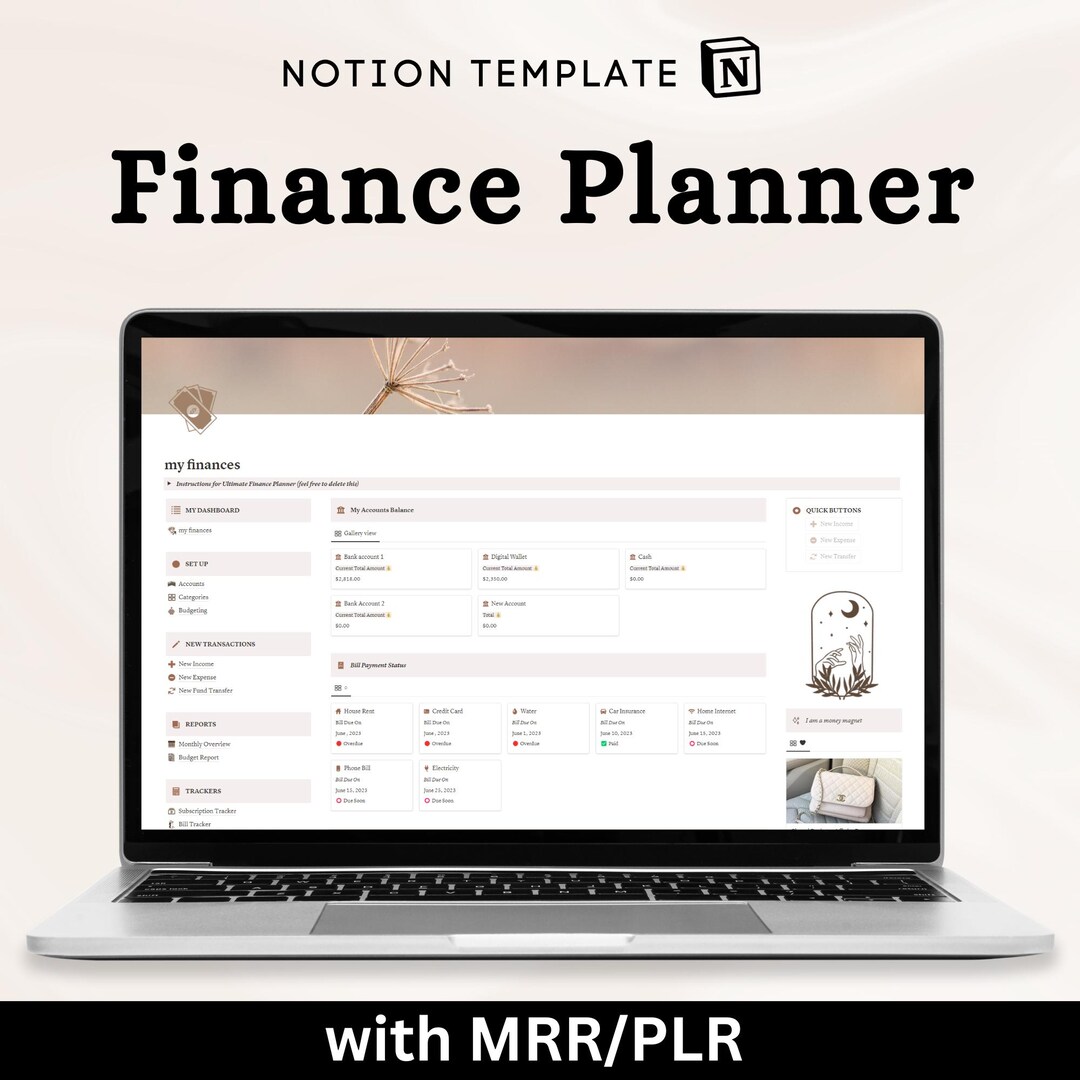 Finance Tracker Notion Template MRR, MRR Notion Template, Budget ...