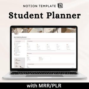 Studentenplaner Notion Vorlage MRR, MRR Notion Vorlage, Akademischer Tracker Notion College Digitaler Planer, Minimaler Notion Wiederverkaufsrechte