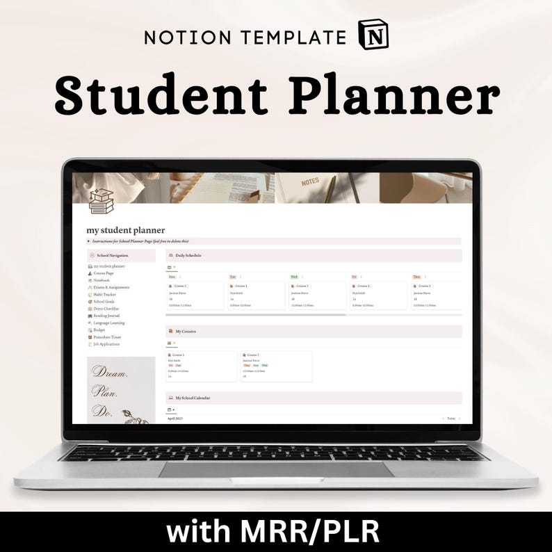 Student Planner Notion Template MRR, MRR Notion Template, Academic ...