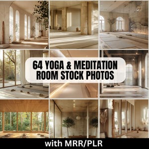 Yoga Meditation Stock Photos MRR, Holistic Coach Instagram Reel, Health and Wellness Lifestyle self care interior images, MRR Coach PLR