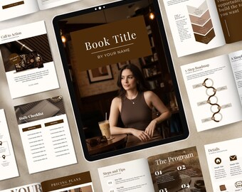 Modern Brown Ebook Template, Editable Aesthetic Brown eBook, Canva Brown eBook template, Dark Brown Lead Magnet Template, Coach Templates