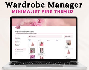 Pink Wardrobe Manager Pink Notion Template MRR, MRR Notion Outfit Planner, Pink Notion Dashboard, Notion Commercial Use, Wardrobe Capsule
