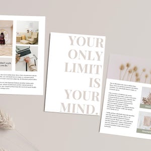 May include: A white card with the text "Your only limit is your mind." printed in a light brown color. The card is on a light brown surface.