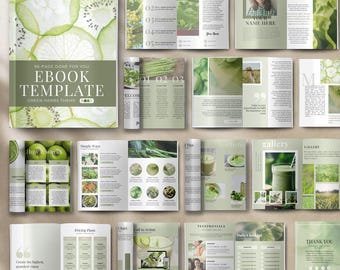 Green Ebook Template Editable in Canva, MRR eBook Template, Health Coach Done For You lead magnet template, nutrition healthy eating canva