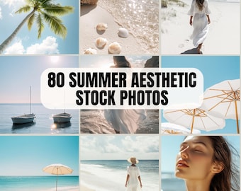 Summer Aesthetic Stock Photos, Light and Airy Aesthetic Stock Images, Travel Aesthetic Summer Beach Images, IG Reel Cover Faceless Marketing