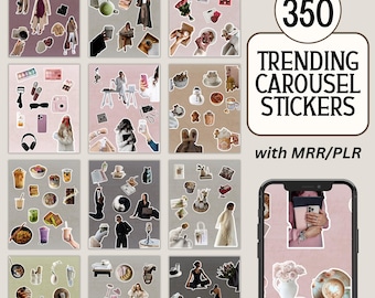 Aesthetic Instagram Carousel Stickers, Done For You Instagram Aesthetic Stickers Carousel Trending White Border Canva, Digital Marketing MRR