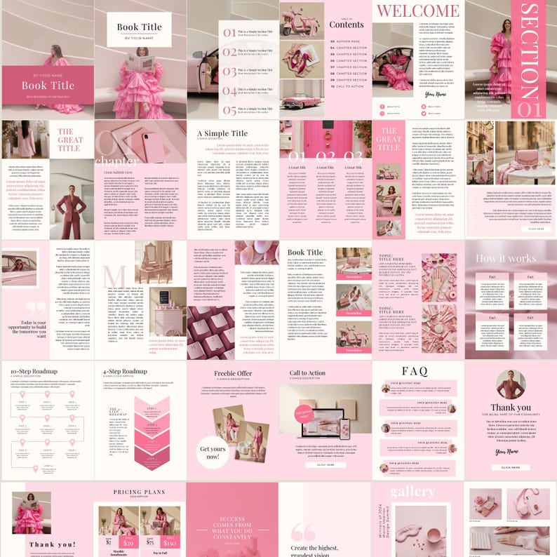 Pink Editable Ebook Template, Modern Pink Ebook, Aesthetic Pink Ebook ...
