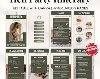 Digital Hen Party Wedding Itinerary MRR PLR, Bridal Shower Party Girl Weekend, Hen Girls Party Getaway, MRR Wedding Canva Template Editable