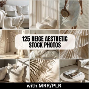 Puede incluir: Una colección de 125 fotos de archivo estéticas beige. Las imágenes presentan diversas texturas, incluyendo tela, madera y plantas. Las fotos son perfectas para crear una estética relajante y minimalista.