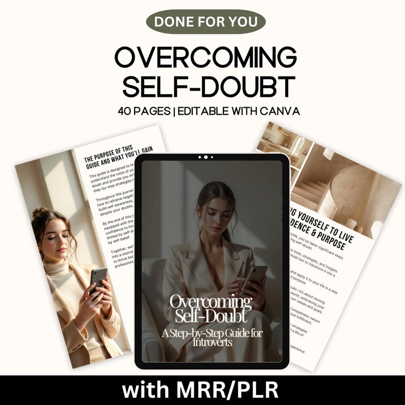 Overcoming Self-Doubt, Self Confidence eBook, MRR Mindset Guide, PLR Self Help eBook, Introvert Growth, Master Resell Rights, MRR eBook self