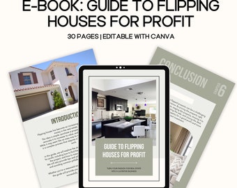 Guide to Flipping Houses MRR ebook, done for you real estate ebook, realtor marketing, real estate guide, master resell, plr house flipping