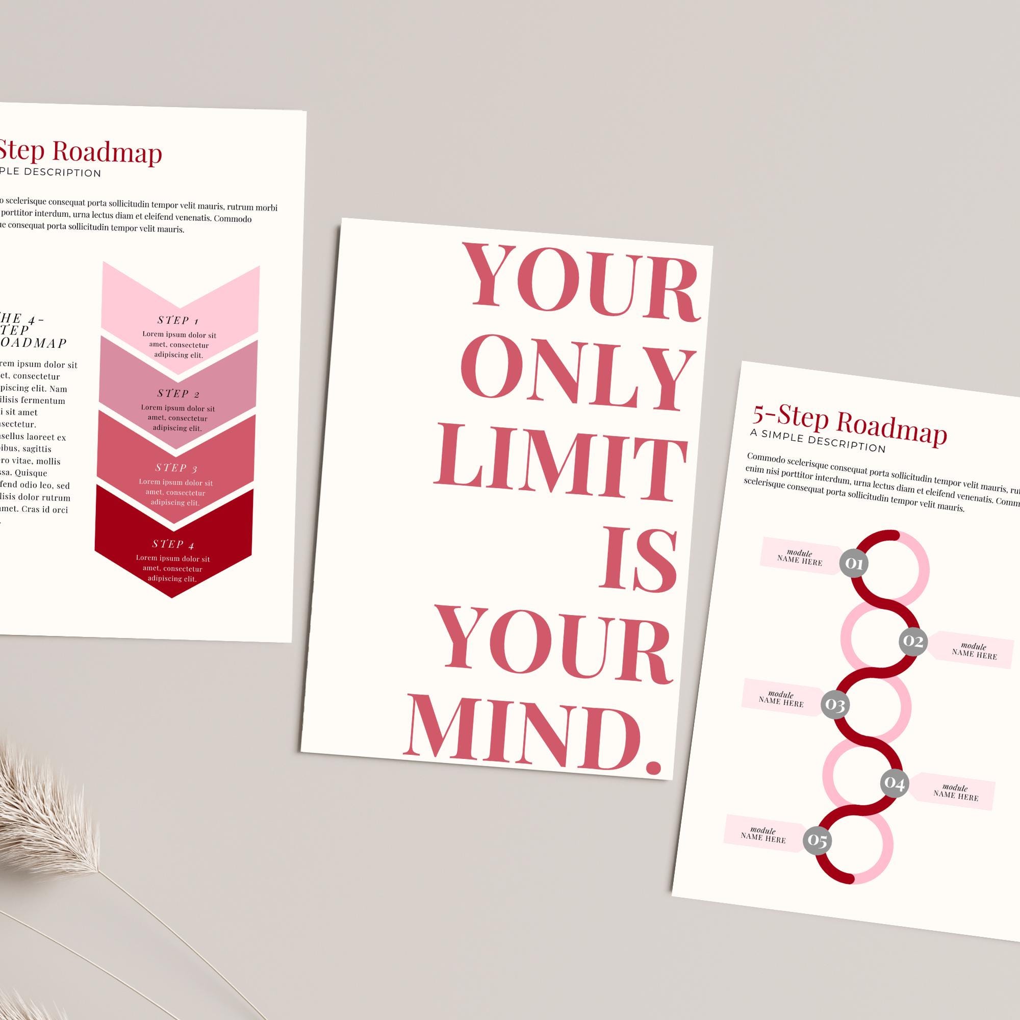 Red Editable Ebook Template, Modern Red Ebook, Aesthetic Red Ebook