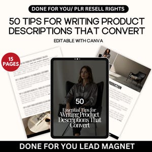 50 Tipps Produktbeschreibungen, PLR Copywriter Guide, Digitale Produkte PLR, Tipps zum Produkt Schreiben, Done For You Bleimagnet, PLR eBook etsy