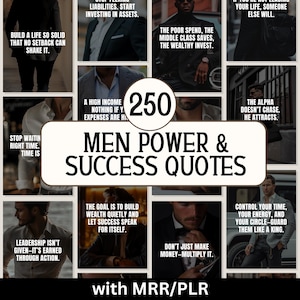 250 citazioni di uomini mentalità positiva, mentalità frenetica storie di successo uomini Instagram MRR Bundle, uomini social media estetica scura storie IG uomini