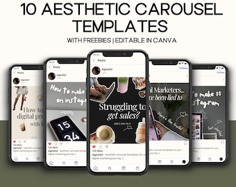 MRR Instagram Carousel Template editable in Canva, MRR IG Carousel, Aesthetic Carousel Post, Digital Product Seller ig post, social media