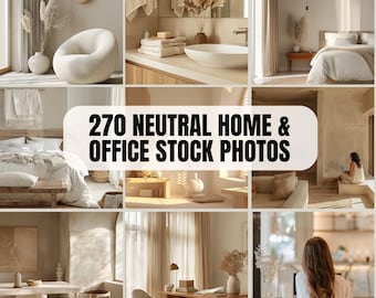 Neutral Home Interior Design, Neutral Office Beige Minimalist Aesthetic Stock Photos, Realtor Beige Minimalist Home Office, Realtor Website