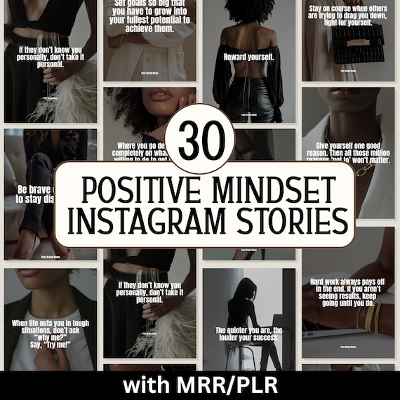 Positive Mindset Instagram Stories, Done For You Instagram Content, MRR Instagram, MRR Faceless Content, IG posts, ig stories, social media