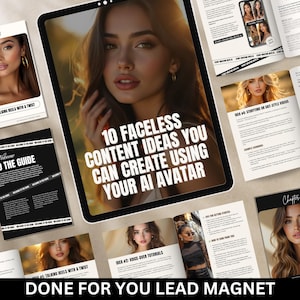 10 Faceless Content Ideas MRR eBook, AI Content Creator Done For You Lead Magnet, ai avatar ai twin ai coach, mrr ebook digital marketing