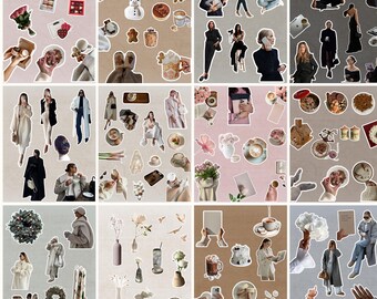 Trending Aesthetic Instagram Carousel Stickers, Faceless Instagram Aesthetic Stickers White Border Canva Design, Minimalist Instagram Posts