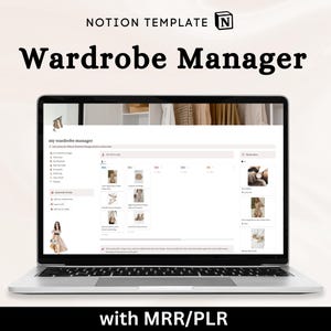 Garderoben-Manager-Notion-Vorlage, MRR-Notion-Vorlage, Outfit-Planer, Garderoben-Capsule-Notion-Verkaufsrechte, ästhetisch-minimalistischer Notion
