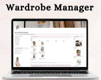 Wardrobe Manager Notion Template, MRR Notion Template, Outfit Planner, Wardrobe Capsule Notion Resell Rights, Aesthetic Minimalist Notion