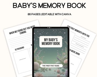 Baby memory book, mrr baby book, plr baby journal, baby keepsake book, baby record book, baby milestone book, modern baby book, memory book