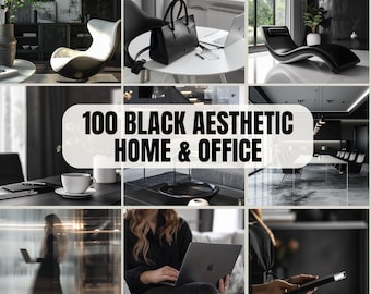 Dark aesthetic stock photos, Black Social Media Faceless Stock Images, Moody Luxury Instagram reel cover, MRR Stock Photos Black Home Office