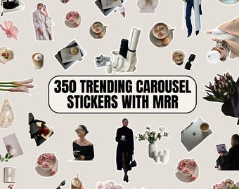 350 Trending Carousel Instagram Stickers, MRR Instagram Carousel Stickers, Digital Marketing Done For You Posts Aesthetic Instagram Feed MRR